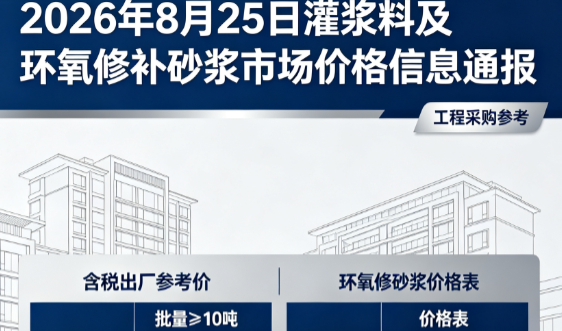 武义2026年8月25日灌浆料及环氧修补砂浆市场价格信息通报